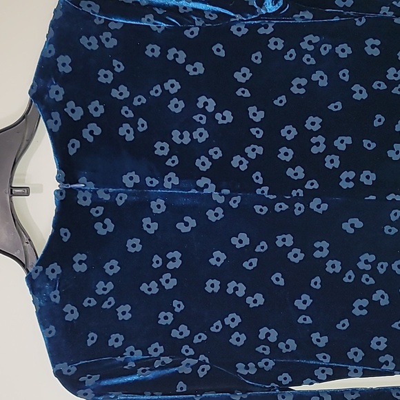 last price drop! DKNY Blue Velvet Layered Dress Crew Neck Velvety Party Dress - Picture 13 of 15